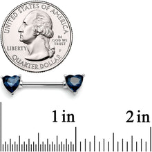 Load image into Gallery viewer, 14G 9/16 Blue Gem Hearts Of Love Barbell Nipple Ring Set