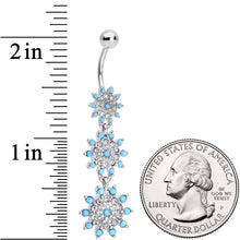 Load image into Gallery viewer, Clear Gems Blue Orb Shower of Snowflakes Dangle Belly Ring