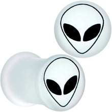 Load image into Gallery viewer, White Matte Glass Alien Head Double Flare Plug Set 6mm to 30mm