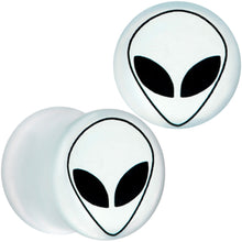 Load image into Gallery viewer, White Matte Glass Alien Head Double Flare Plug Set 6mm to 30mm