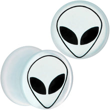 Load image into Gallery viewer, White Matte Glass Alien Head Double Flare Plug Set 6mm to 30mm