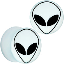 Load image into Gallery viewer, 7/8 White Matte Glass Alien Head Double Flare Plug Set