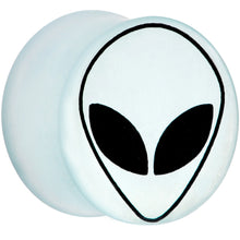 Load image into Gallery viewer, 7/8 White Matte Glass Alien Head Double Flare Plug Set
