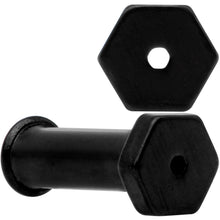Load image into Gallery viewer, Black Geometric Hexagon Double Flare Tunnel Plug Set 3mm to 25mm