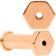 Load image into Gallery viewer, Rose Gold Tone Geometric Hexagon Double Flare Tunnel Plug Set 3mm to 25mm