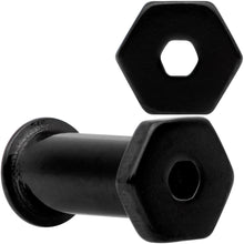 Load image into Gallery viewer, Black Geometric Hexagon Double Flare Tunnel Plug Set 3mm to 25mm