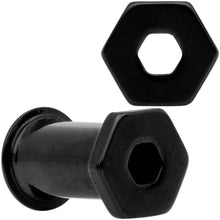 Load image into Gallery viewer, Black Geometric Hexagon Double Flare Tunnel Plug Set 3mm to 25mm