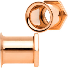 Load image into Gallery viewer, Rose Gold Tone Geometric Hexagon Double Flare Tunnel Plug Set 3mm to 25mm