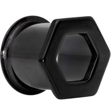 Load image into Gallery viewer, Black Geometric Hexagon Double Flare Tunnel Plug Set 3mm to 25mm