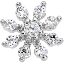 Load image into Gallery viewer, 20G 1/4 Clear CZ Gem Flower L Shaped Nose Ring