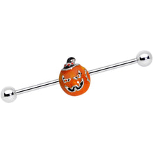 Load image into Gallery viewer, 14G Sassy Halloween Jack O Lantern Industrial Barbell 38mm