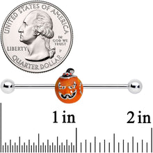 Load image into Gallery viewer, 14G Sassy Halloween Jack O Lantern Industrial Barbell 38mm