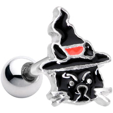 Load image into Gallery viewer, 16G 1/4 Halloween Black Cat Cartilage Tragus Earring