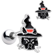 Load image into Gallery viewer, 16G 1/4 Halloween Black Cat Cartilage Tragus Earring