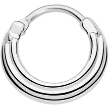 Load image into Gallery viewer, 16G 3/8 Delicate Grooves Hinged Septum Ring