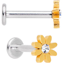 Load image into Gallery viewer, Clear Gem Multicolor Internally Threaded Flower Labret Set of 4