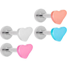 Load image into Gallery viewer, 16G 5/16 Multicolor Internally Threaded Heart Labret Set of 4
