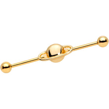 Load image into Gallery viewer, 14G Gold PVD Alien Spaceship Industrial Barbell 38mm