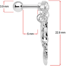 Load image into Gallery viewer, 16G 1/4 Clear Gem Eye Feather Dangle Cartilage Tragus Earring