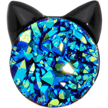 Load image into Gallery viewer, 16G 1/4 Blue Faux Druzy Itty Bitty Kitty Cat Cartilage Tragus Earring