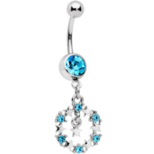 Load image into Gallery viewer, Aqua Gem Constellation of Stars Dangle Belly Ring