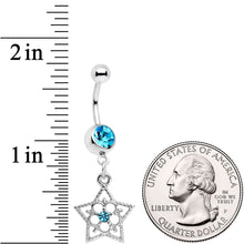 Load image into Gallery viewer, Blue Gem Secret Star Flower Dangle Belly Ring