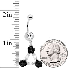 Load image into Gallery viewer, Clear Gem Triple Flower Triangle Dangle Belly Ring