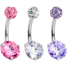 Load image into Gallery viewer, Clear Pink Purple Gem Ultimate Girly Glamour Belly Ring Set of 3