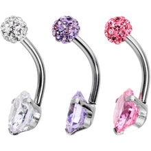 Load image into Gallery viewer, Clear Pink Purple Gem Ultimate Girly Glamour Belly Ring Set of 3