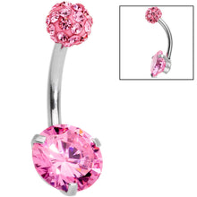 Load image into Gallery viewer, Clear Pink Purple Gem Ultimate Girly Glamour Belly Ring Set of 3