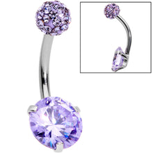 Load image into Gallery viewer, Clear Pink Purple Gem Ultimate Girly Glamour Belly Ring Set of 3