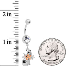 Load image into Gallery viewer, Clear Gem Kitty Cat With a Corsage Dangle Belly Ring