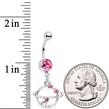 Load image into Gallery viewer, Pink Gem Saturn Among The Stars Dangle Belly Ring