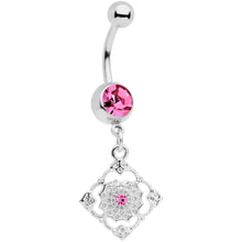 Load image into Gallery viewer, Pink Gem Art Deco Antique Style Elegance Dangle Belly Ring