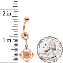 Load image into Gallery viewer, Clear Gem Rose Gold Tone Art Deco Elegance Dangle Belly Ring