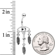Load image into Gallery viewer, Clear Gem Vision of Feathers Dangle Belly Ring