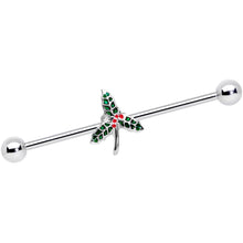 Load image into Gallery viewer, 14G Christmas Mistletoe Industrial Barbell 38mm