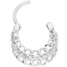 Load image into Gallery viewer, 16G 3/8 Clear CZ Gem Chain Hinged Septum Ring