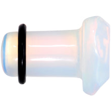 Load image into Gallery viewer, White Opalite Faceted Heart Single Flare Plug Set 6mm to 25mm