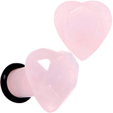 Load image into Gallery viewer, Rose Flower Quartz Stone Faceted Heart Single Flare Plug Set 6mm to 25mm