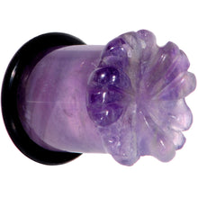 Load image into Gallery viewer, Purple Amethyst Stone Tropical Flower Single Flare Plug Set 6mm to 25mm