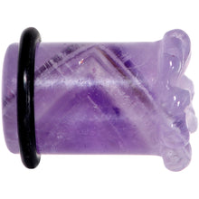 Load image into Gallery viewer, Purple Amethyst Stone Tropical Flower Single Flare Plug Set 6mm to 25mm