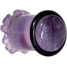 Load image into Gallery viewer, Purple Amethyst Stone Tropical Flower Single Flare Plug Set 6mm to 25mm