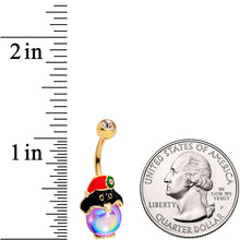Load image into Gallery viewer, Clear Gem Gold Tone Iridescent Holiday Penguin Belly Ring