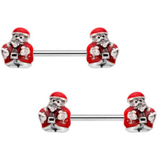 Load image into Gallery viewer, 14G 9/16 Little Santa Claus Barbell Nipple Ring Set