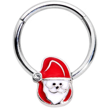 Load image into Gallery viewer, 16G 3/8 Clear Gem Happy Santa Hinged Segment Ring