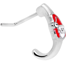 Load image into Gallery viewer, 20G Clear Gem Happy Santa Faux Hoop L Shaped Nose Ring