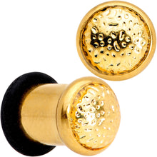 Load image into Gallery viewer, Gold Tone Hammered Finish Single Flare Plug Set 6mm to 16mm Sizes