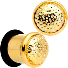 Load image into Gallery viewer, Gold Tone Hammered Finish Single Flare Plug Set 6mm to 16mm Sizes