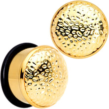 Load image into Gallery viewer, Gold Tone Hammered Finish Single Flare Plug Set 6mm to 16mm Sizes